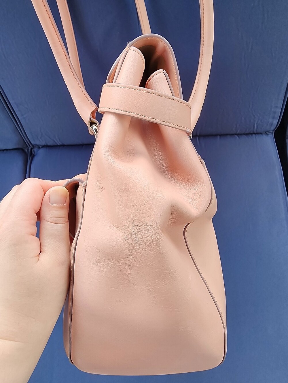 Cole Haan Blush Pink Leather Shoulder Bag with Buckle Accents - Picture 6 of 15